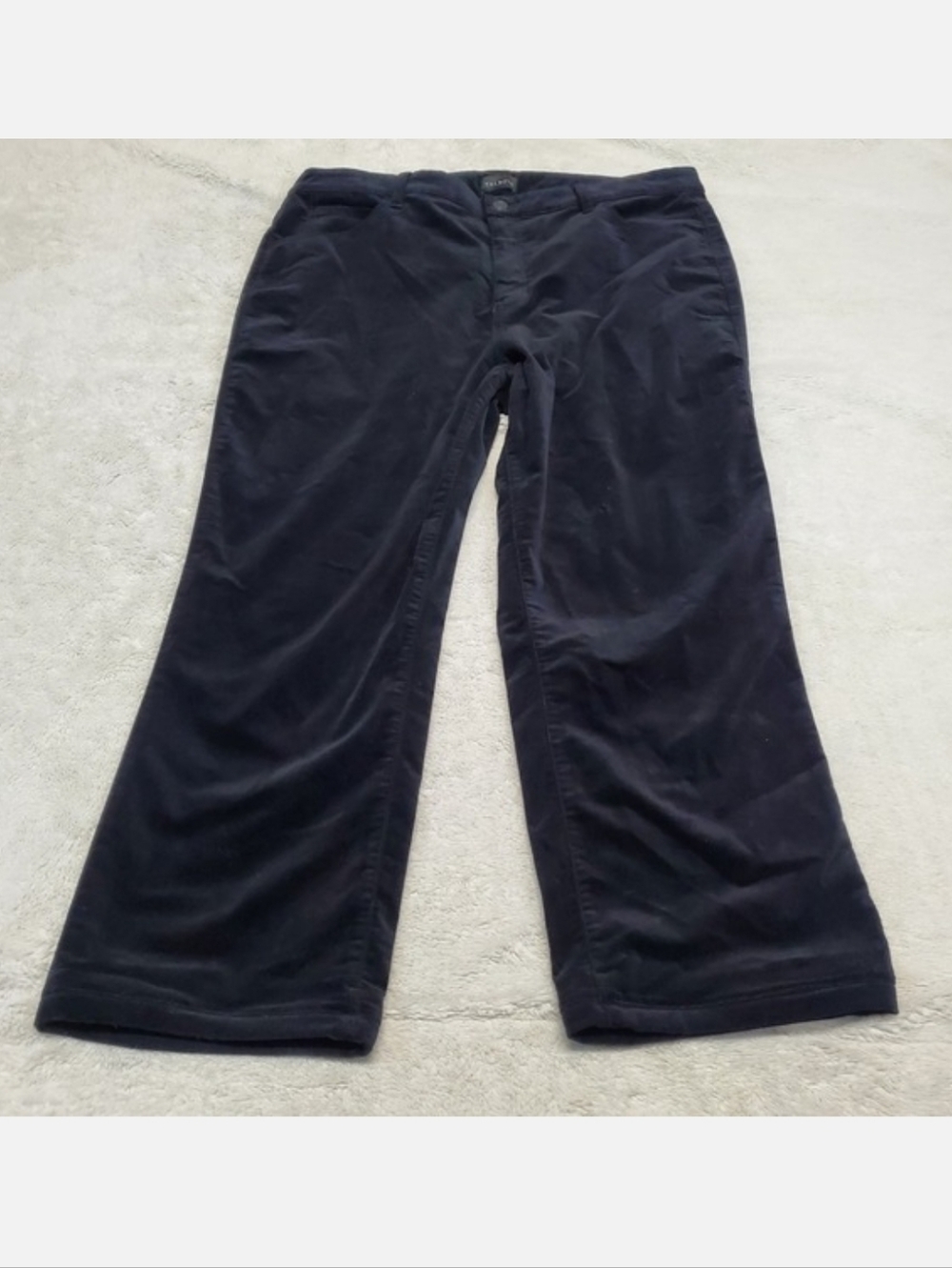 Talbots Black Velvet Straight Leg Cropped Pants Women 16 Capsule Classic Party - Picture 1 of 8